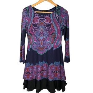 REBORN Dress WOMENS Size Small l PURPLE BOHO PAISLEY DRESS 0750